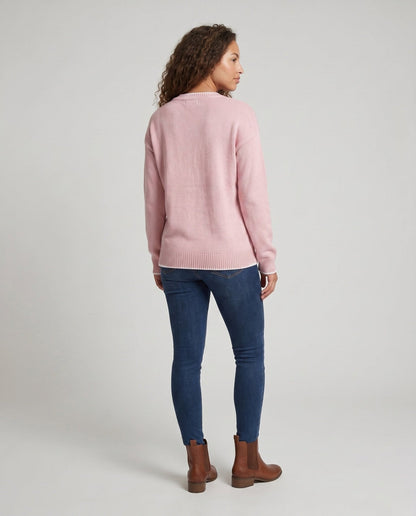Women's knit sweater with decorative bow motif and casual fit - Chichicherry