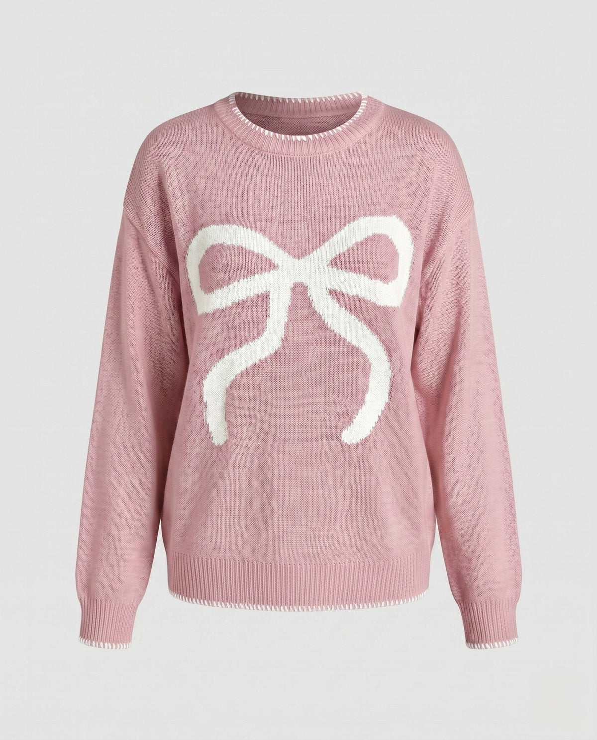 Women's knit sweater with decorative bow motif and casual fit - Chichicherry
