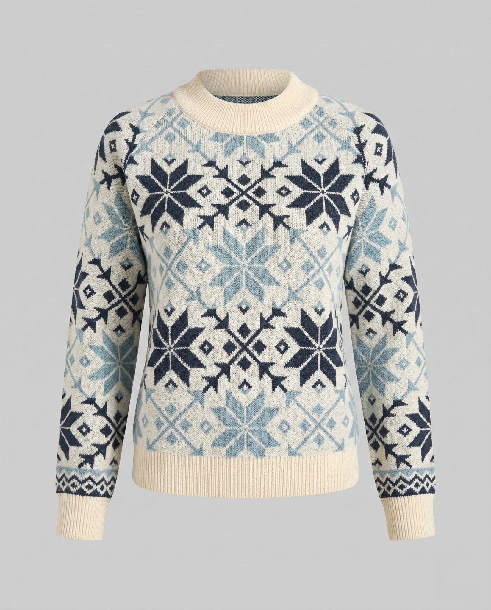 Women's knit sweater with geometric pattern and high collar - Chichicherry