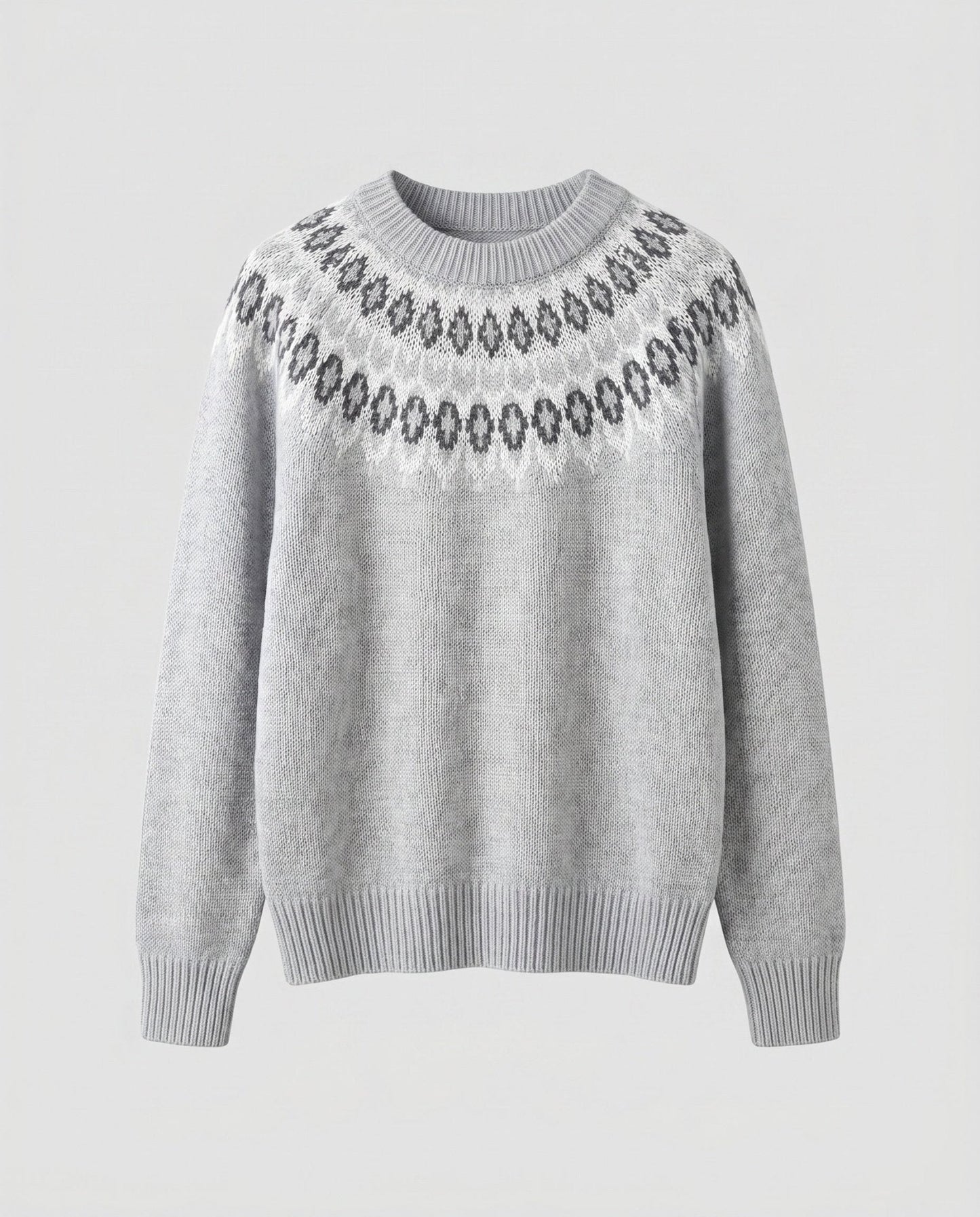 Women's knit sweater with graphic pattern and round neck - Chichicherry