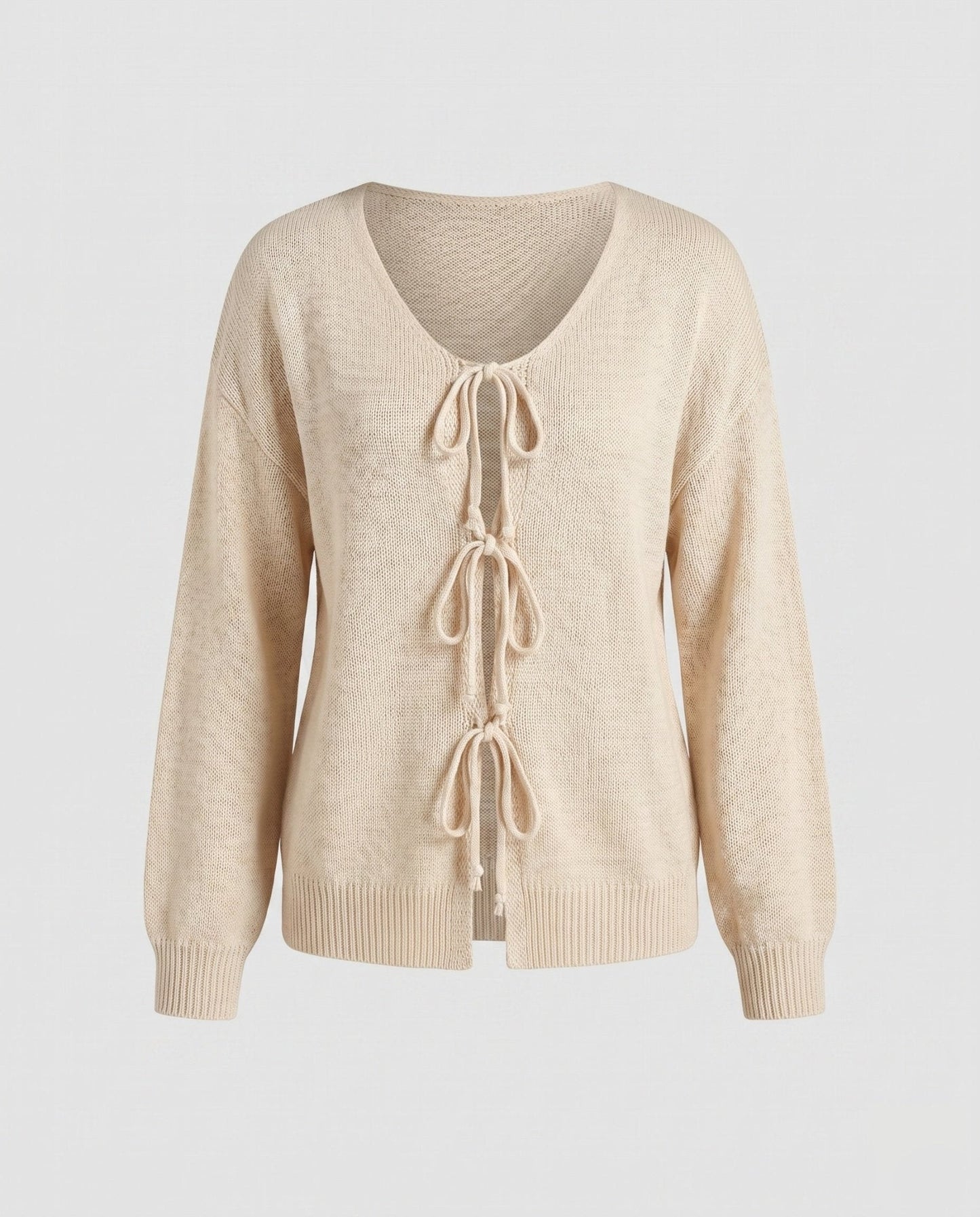 Women's knit sweater with playful drawstrings and casual fit - Chichicherry