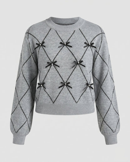Women's knit sweater with stylish bow details - Chichicherry