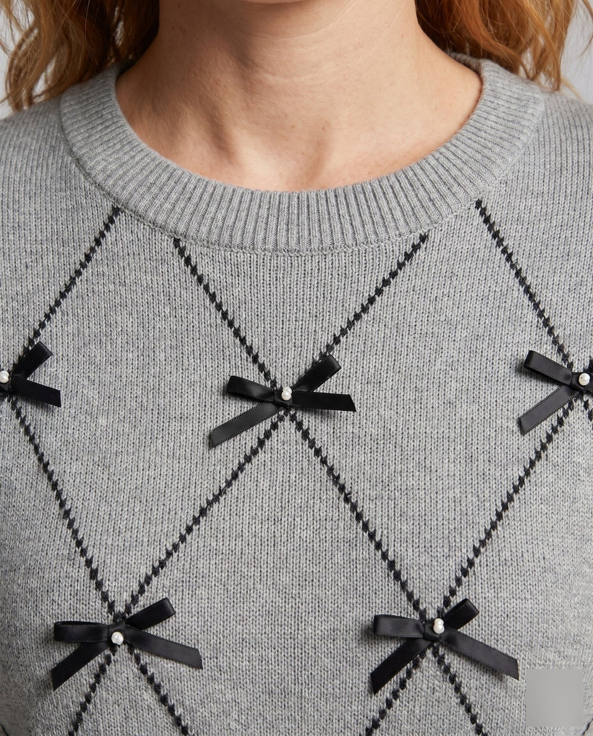 Women's knit sweater with stylish bow details - Chichicherry