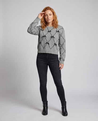 Women's knit sweater with stylish bow details - Chichicherry