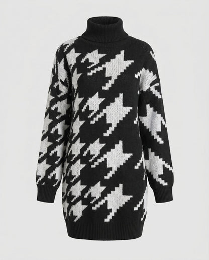 Women's knitted dress with fashionable star pattern - Chichicherry