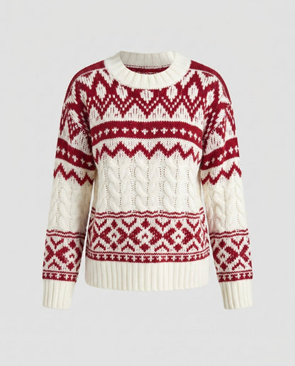 Women's knitted pullover with winter pattern mix and soft mohair content - Chichicherry