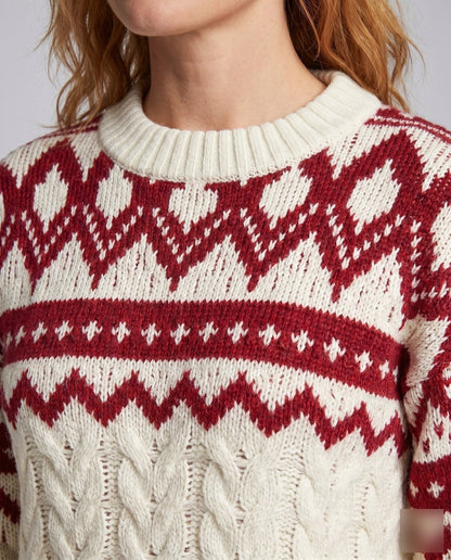 Women's knitted pullover with winter pattern mix and soft mohair content - Chichicherry