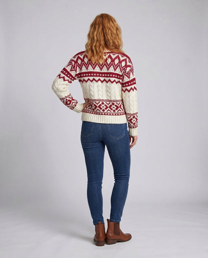 Women's knitted pullover with winter pattern mix and soft mohair content - Chichicherry
