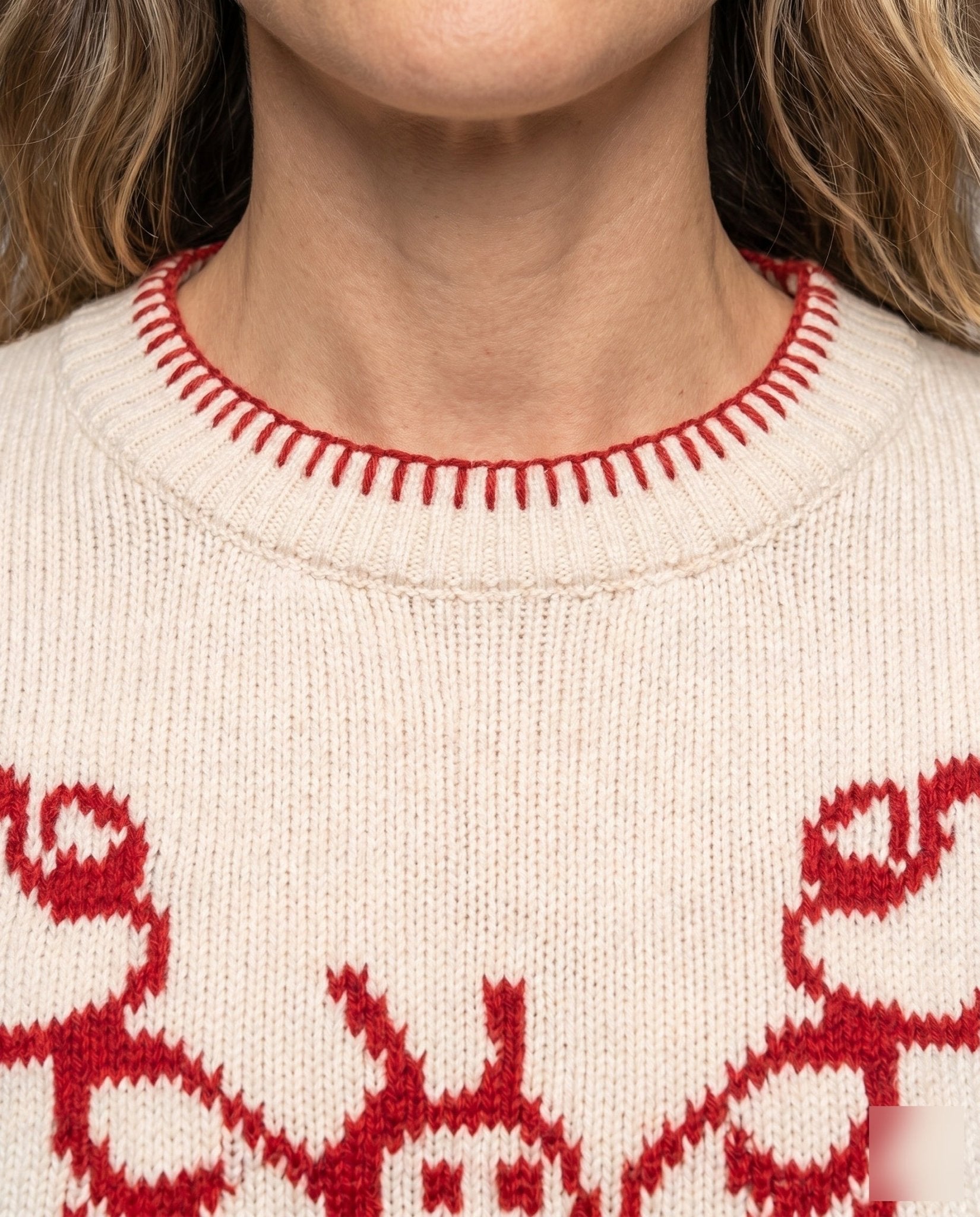 Women's knitted sweater with a casual crab motif and modern stripe accents - Chichicherry
