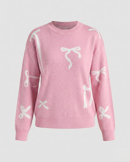 Women's knitted sweater with playful bow motifs - Chichicherry