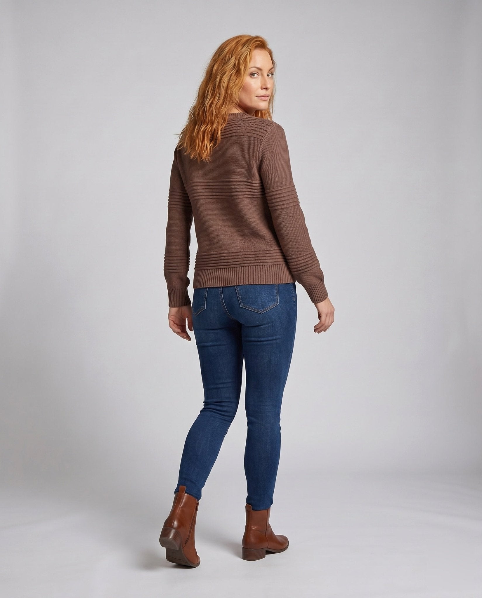 Women's knitted sweater with textured pattern and loose fit - Chichicherry