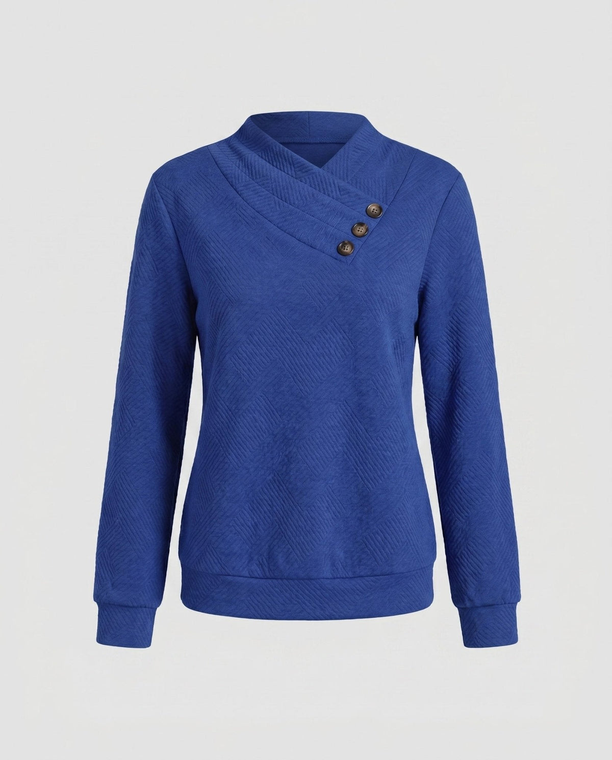 Women's knitted sweater with trendy overcut and decorative buttons - Chichicherry