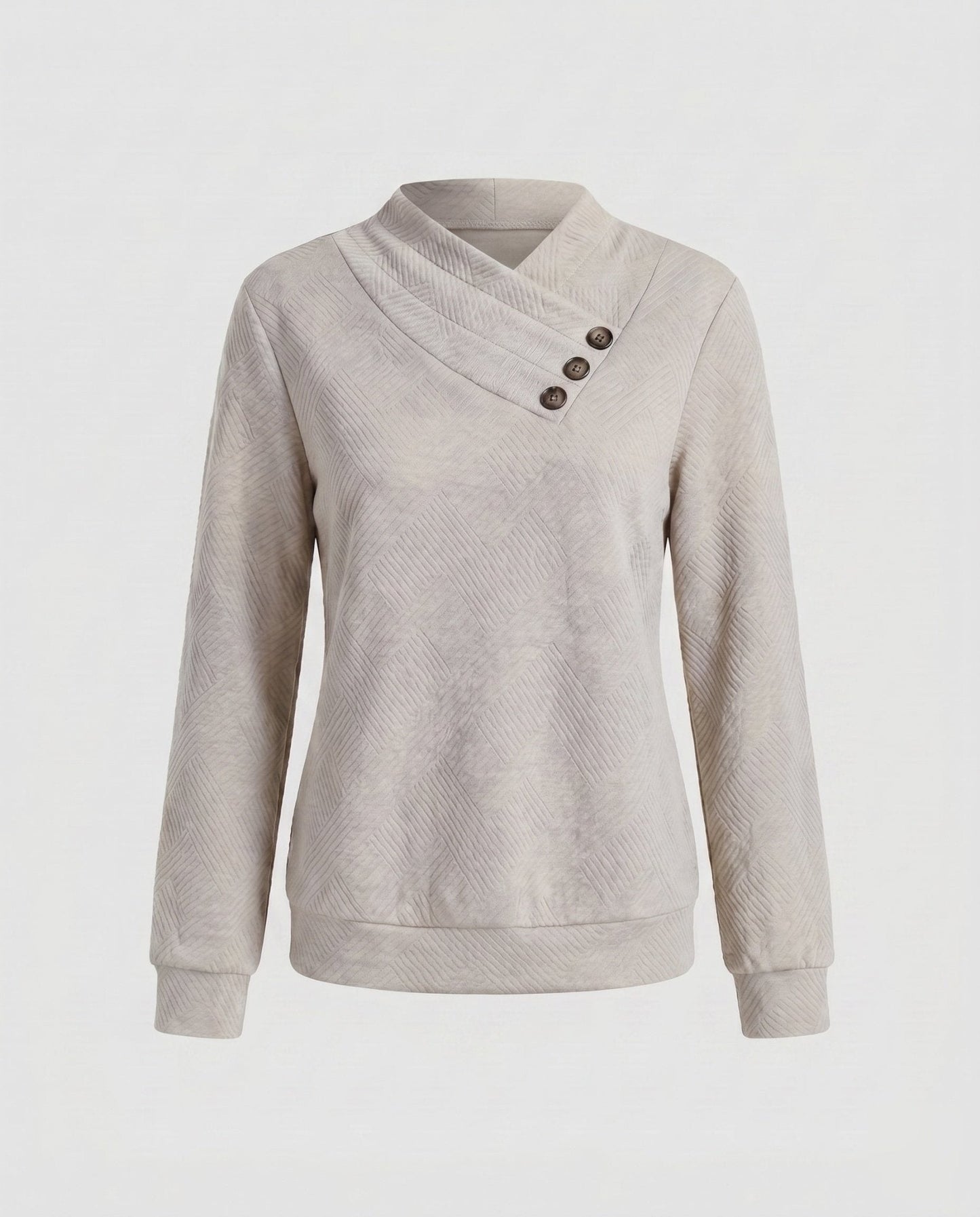 Women's knitted sweater with trendy overcut and decorative buttons - Chichicherry