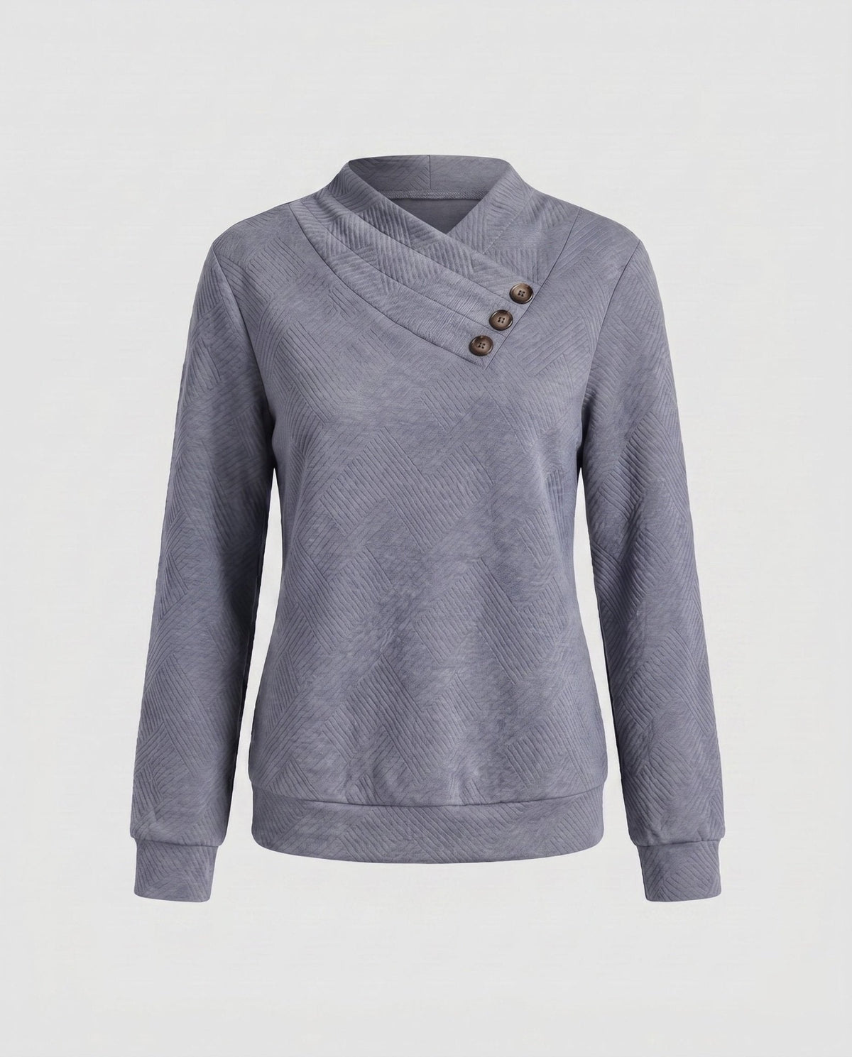 Women's knitted sweater with trendy overcut and decorative buttons - Chichicherry