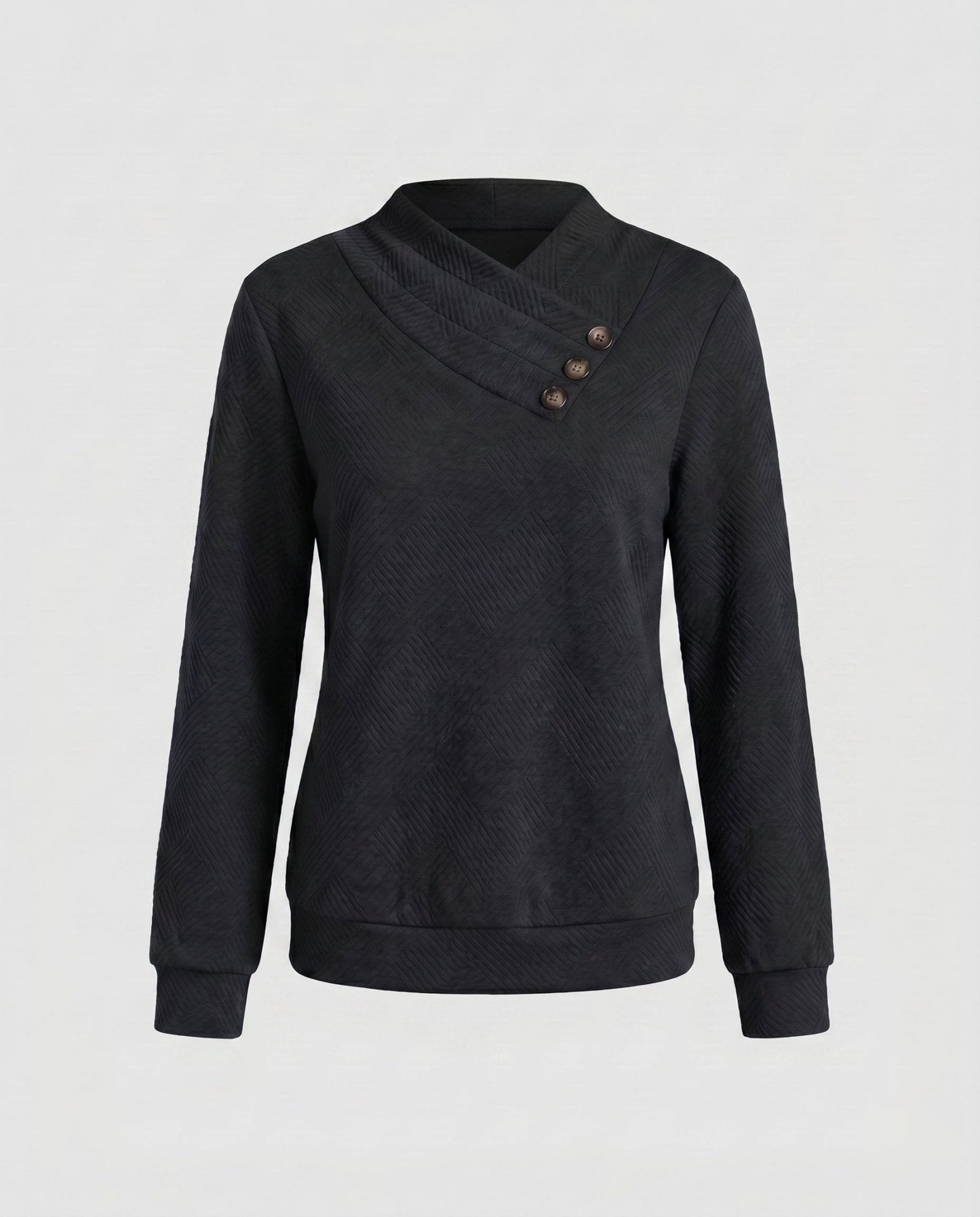 Women's knitted sweater with trendy overcut and decorative buttons - Chichicherry