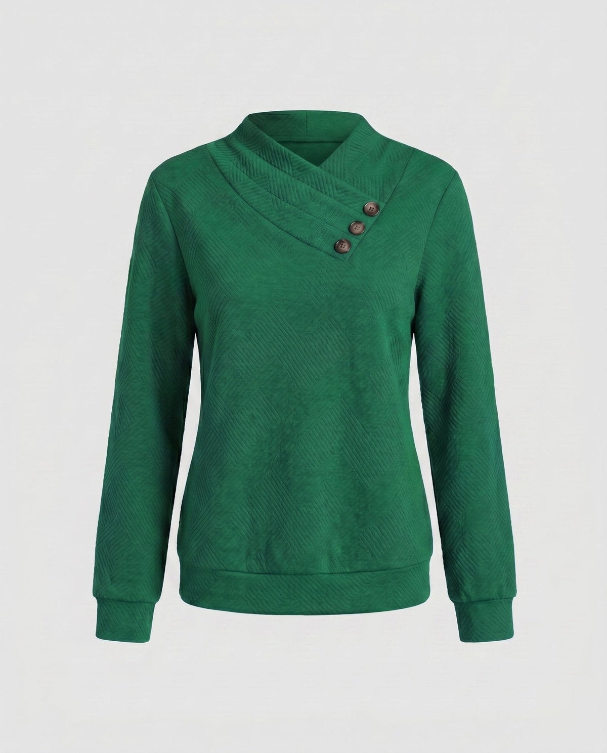 Women's knitted sweater with trendy overcut and decorative buttons - Chichicherry