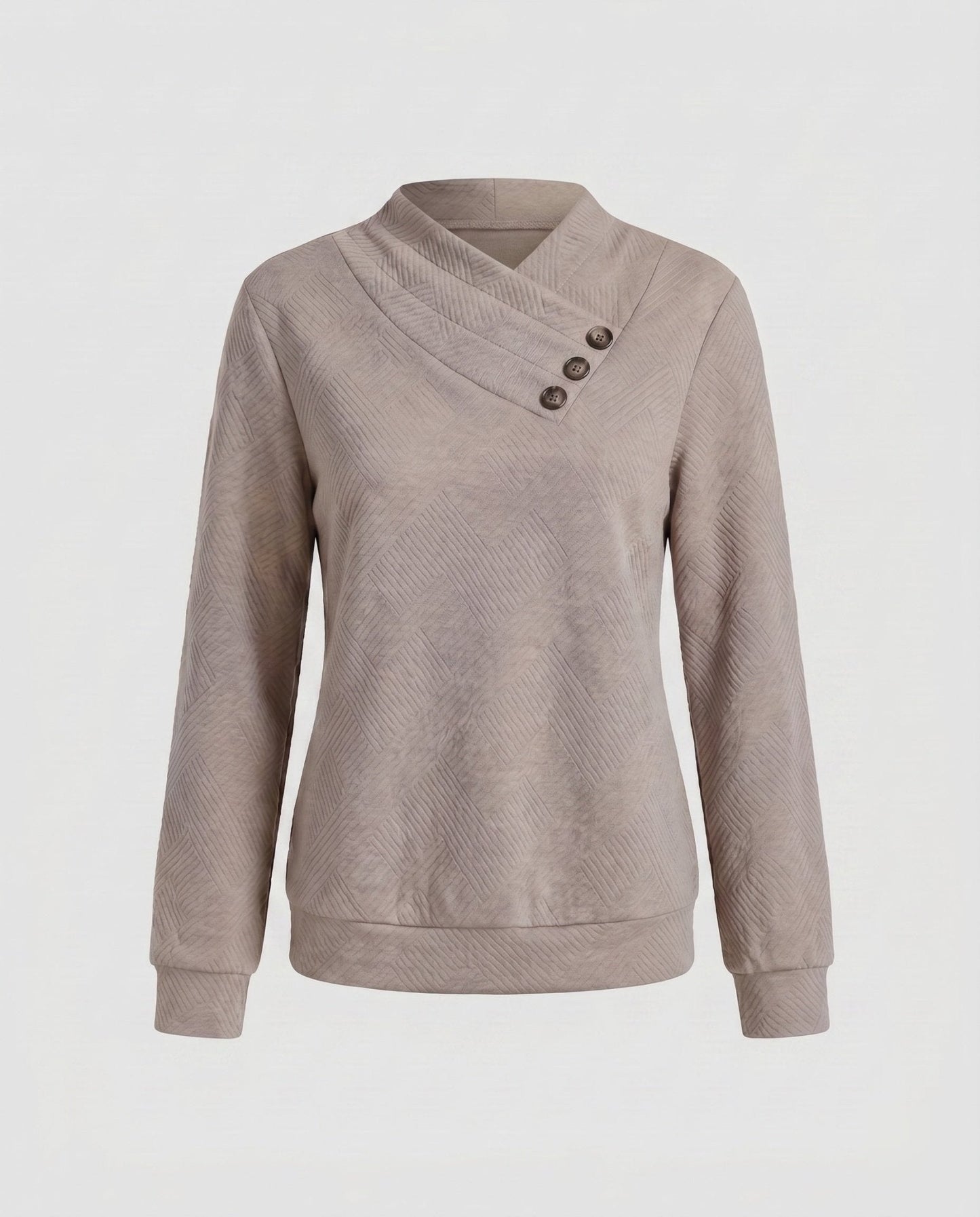Women's knitted sweater with trendy overcut and decorative buttons - Chichicherry
