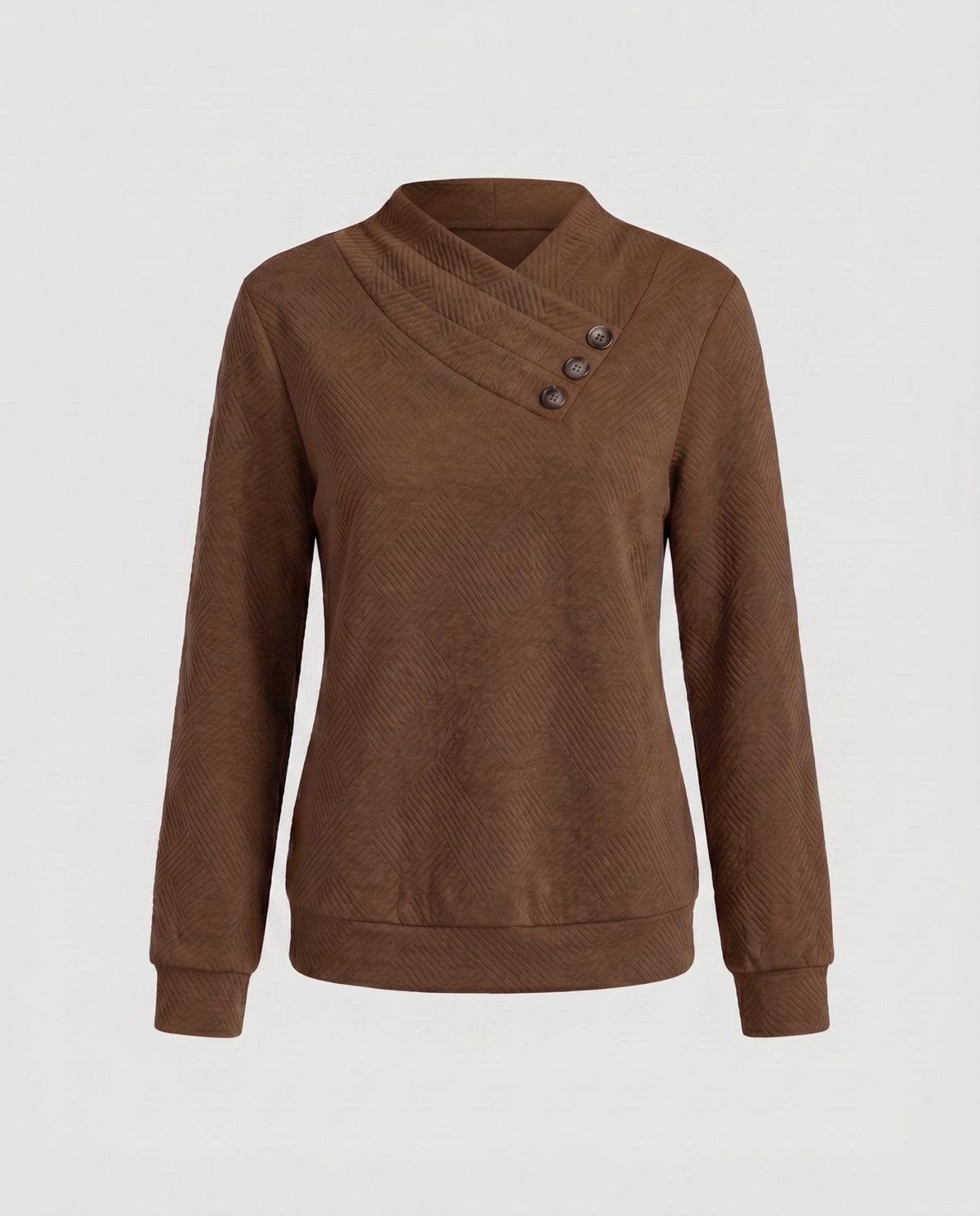 Women's knitted sweater with trendy overcut and decorative buttons - Chichicherry
