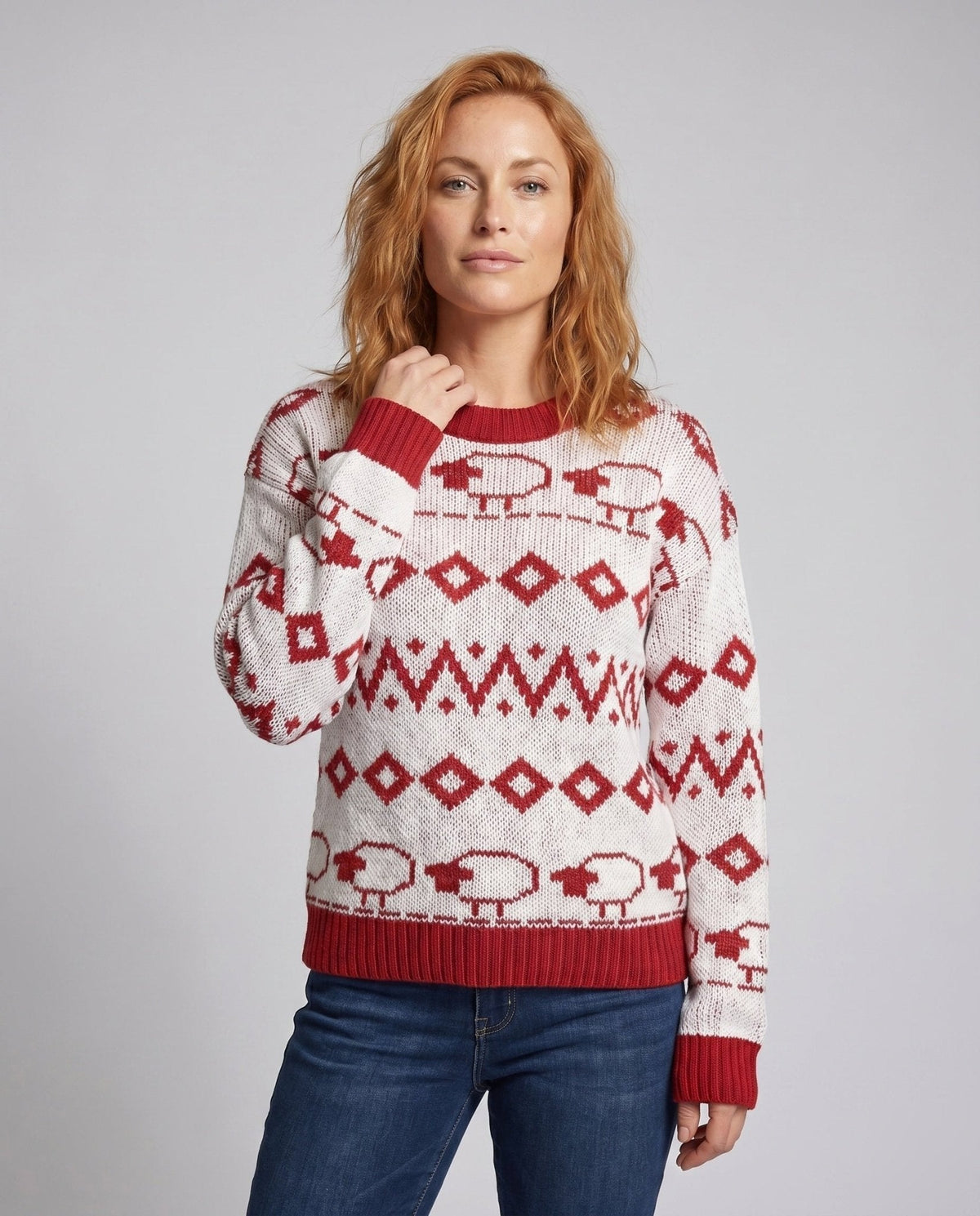 Women's knitted sweater with winter pattern and soft wearing comfort - Chichicherry