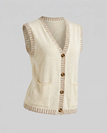 Women's knitted vest with button details and pockets - Chichicherry