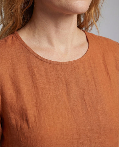 Women's Linen Cotton Midi Dress with Pockets - close-up detail