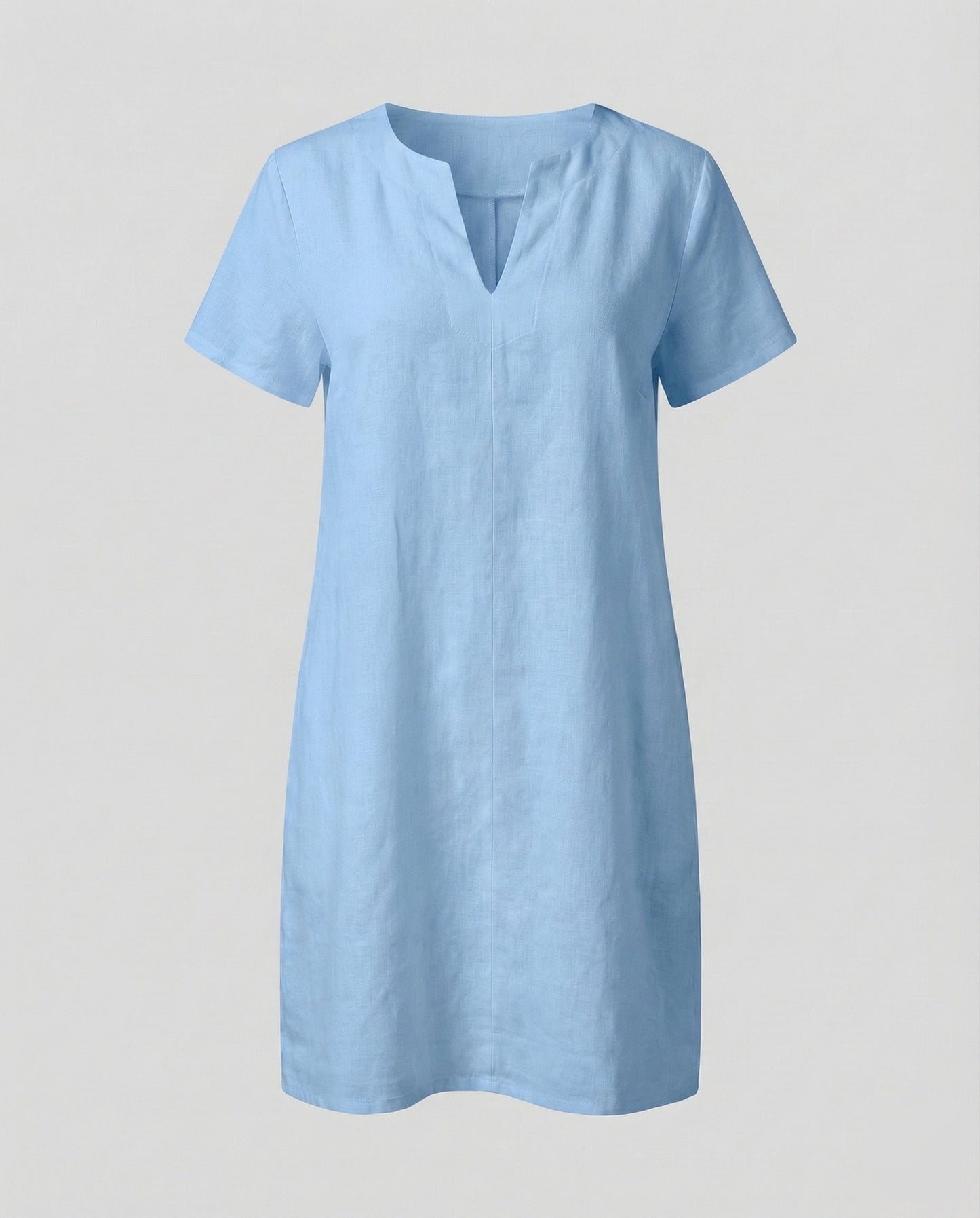 Women's Linen Tunic Dress Drop Shoulder - Light Blue colorway