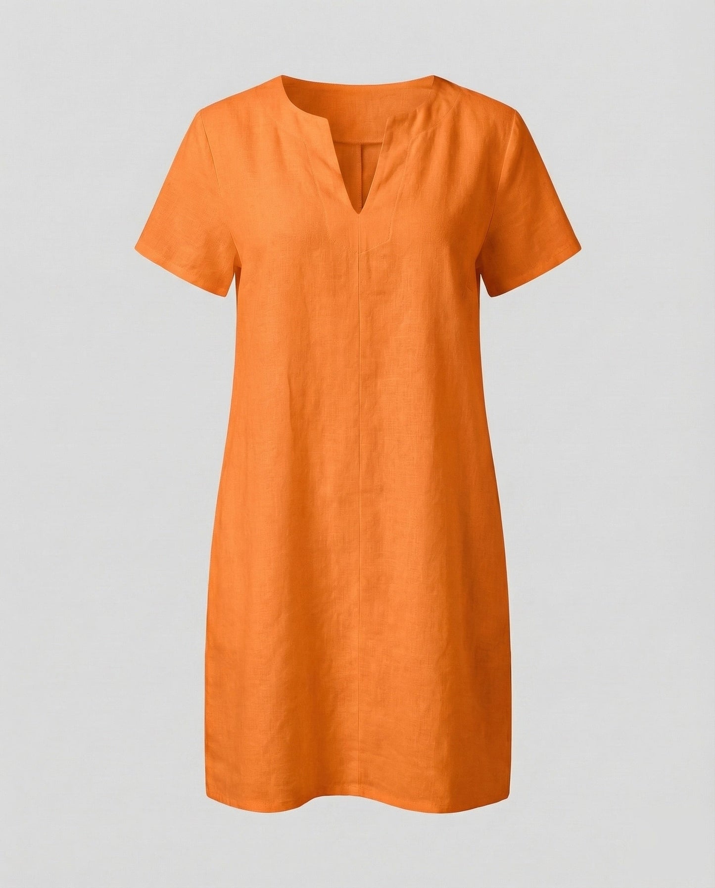 Women's Linen Tunic Dress Drop Shoulder - Orange colorway