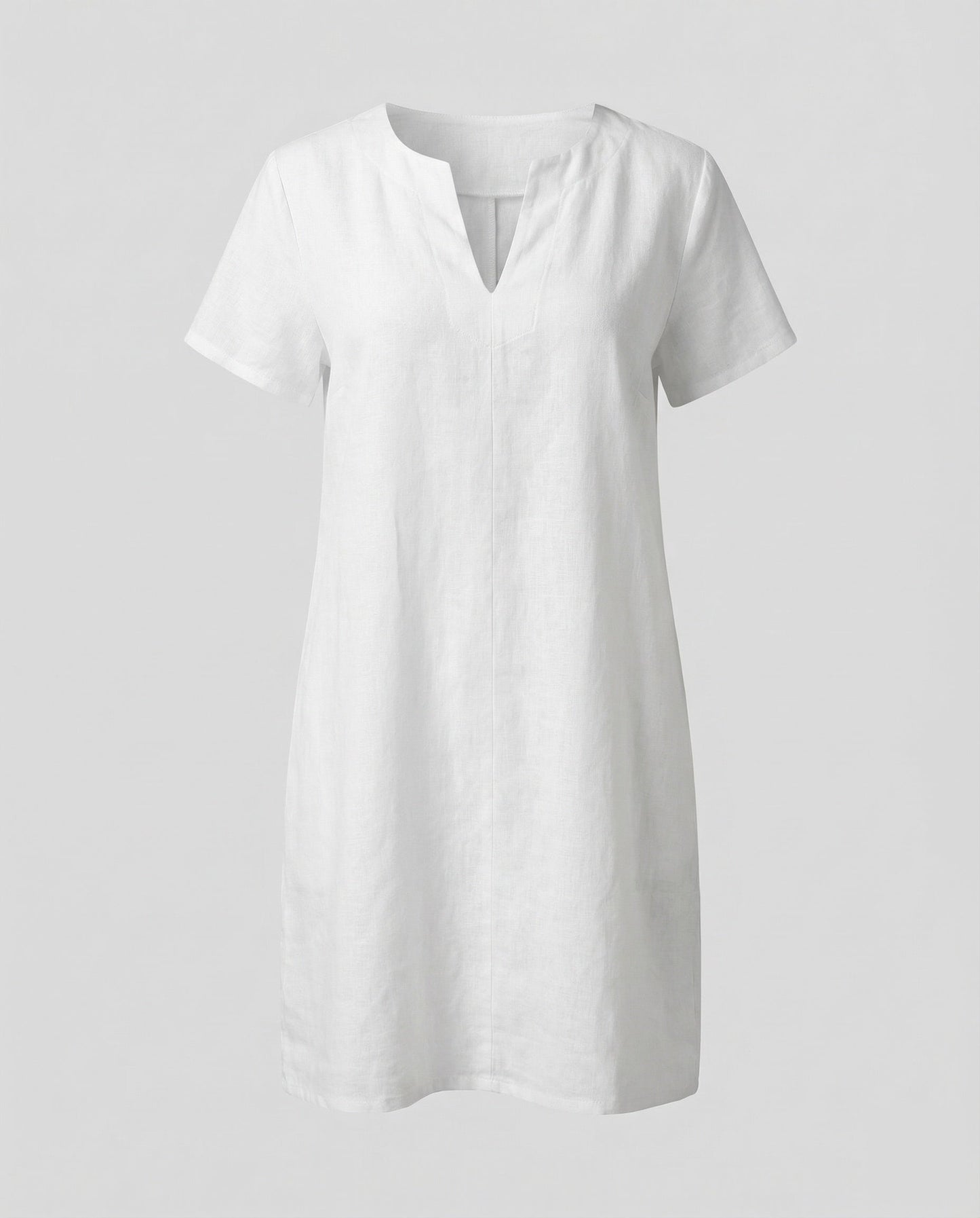 Women's Linen Tunic Dress Drop Shoulder - White colorway
