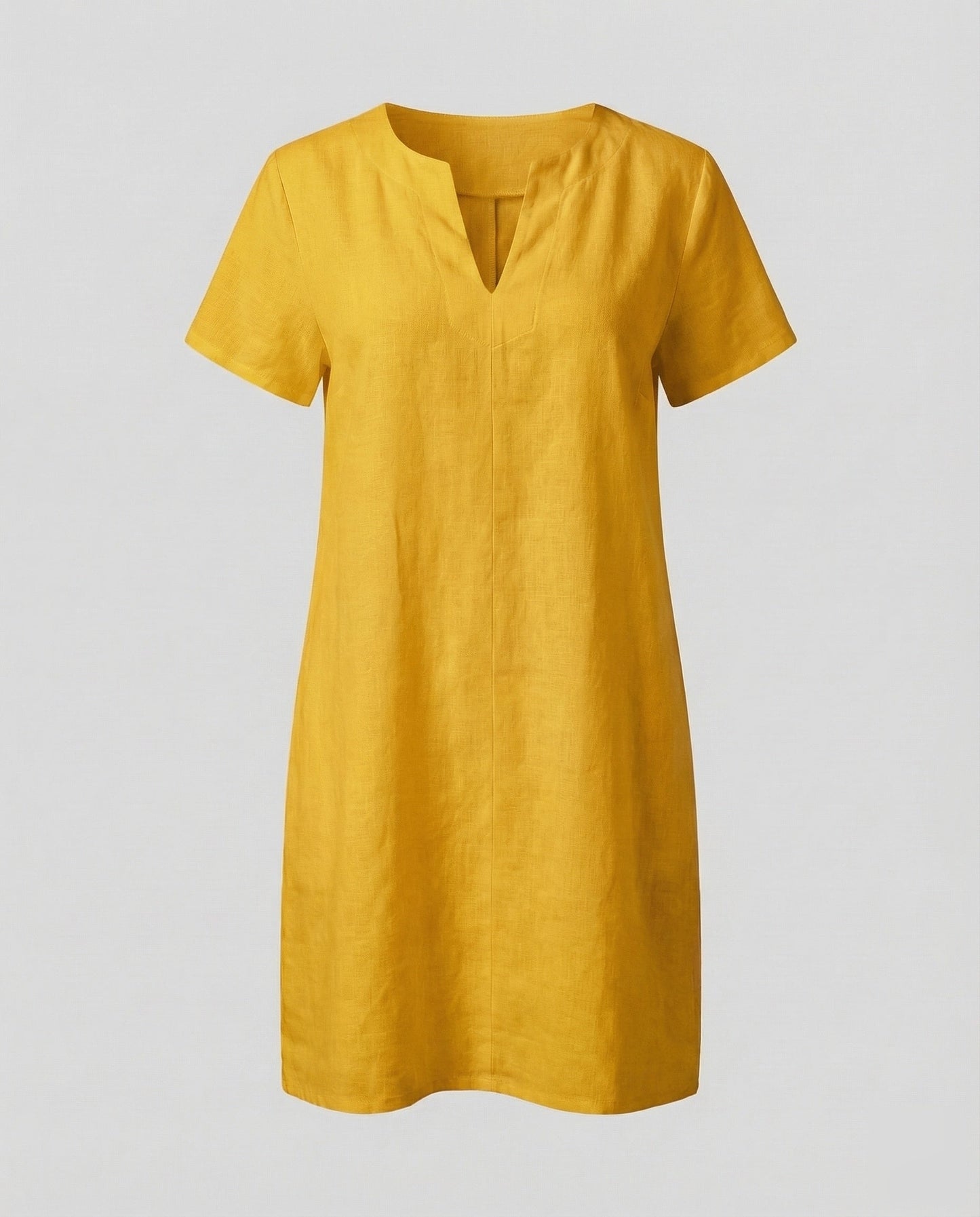 Women's Linen Tunic Dress Drop Shoulder - Yellow colorway