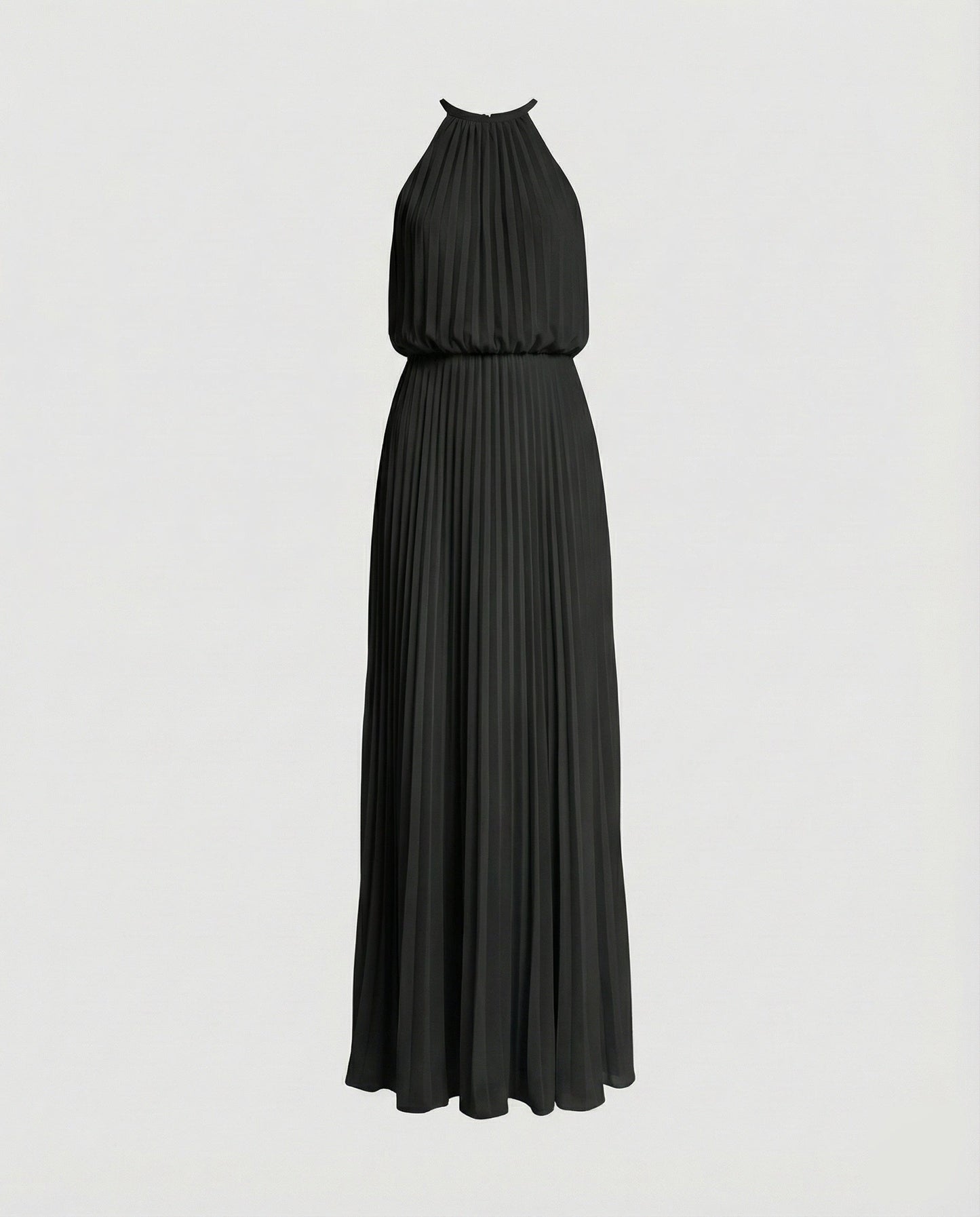Women's Long Pleated Gala Maxi Dress - Black colorway