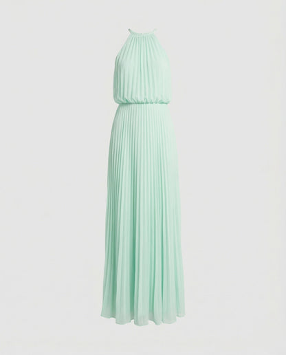 Women's Long Pleated Gala Maxi Dress - Light Blue colorway