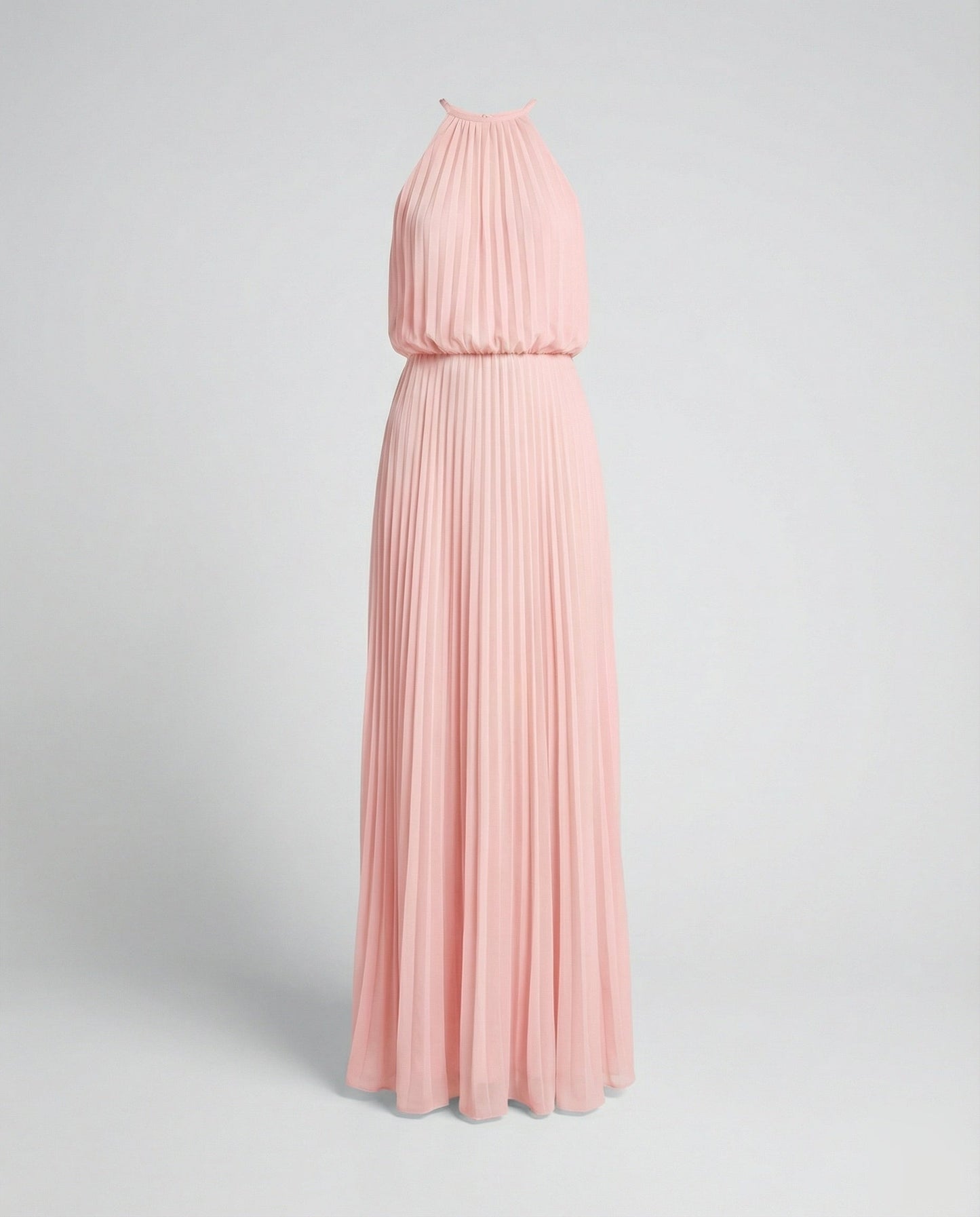 Women's Long Pleated Gala Maxi Dress - Pink colorway