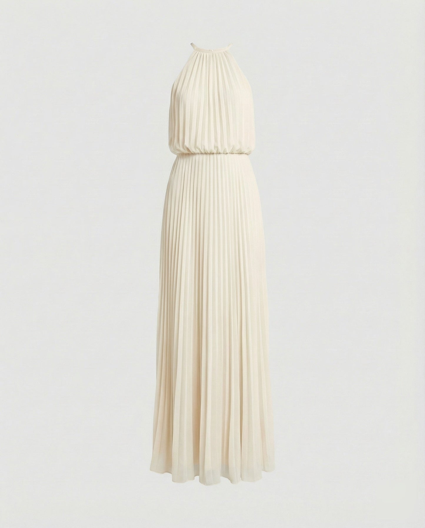 Women's Long Pleated Gala Maxi Dress - White colorway