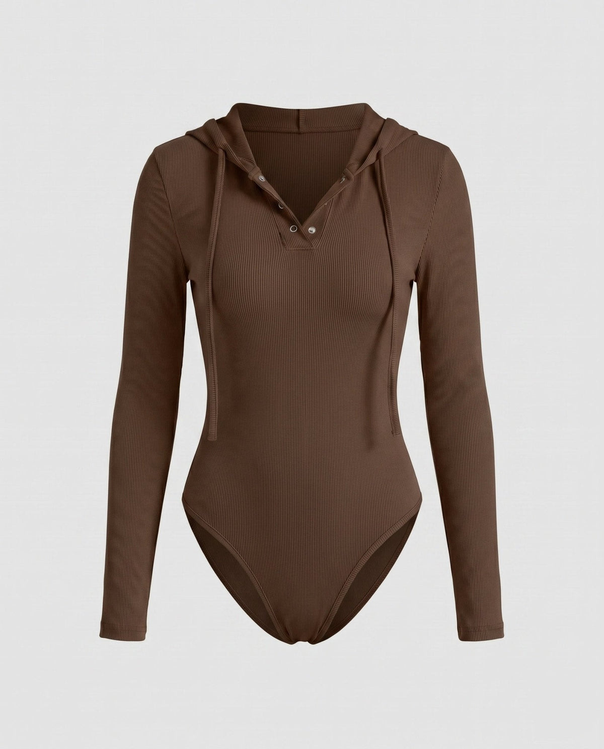 Women's Long Sleeve Bodysuit with Hood and Button Placket - Chichicherry