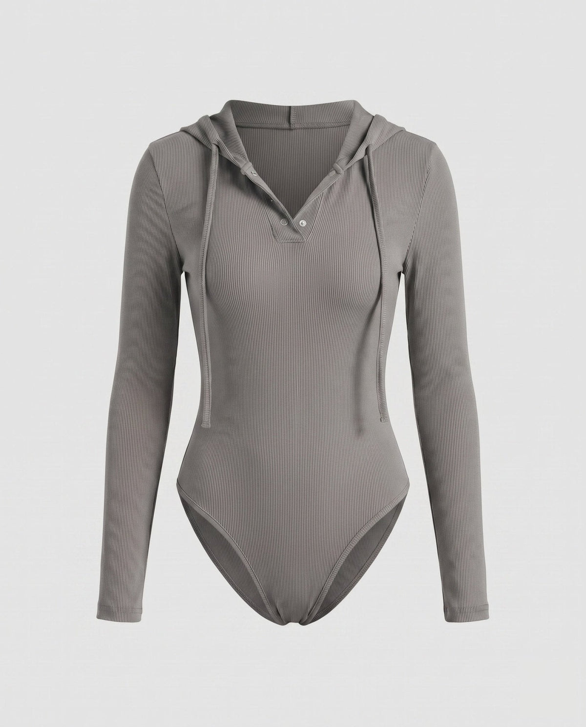 Women's Long Sleeve Bodysuit with Hood and Button Placket - Chichicherry