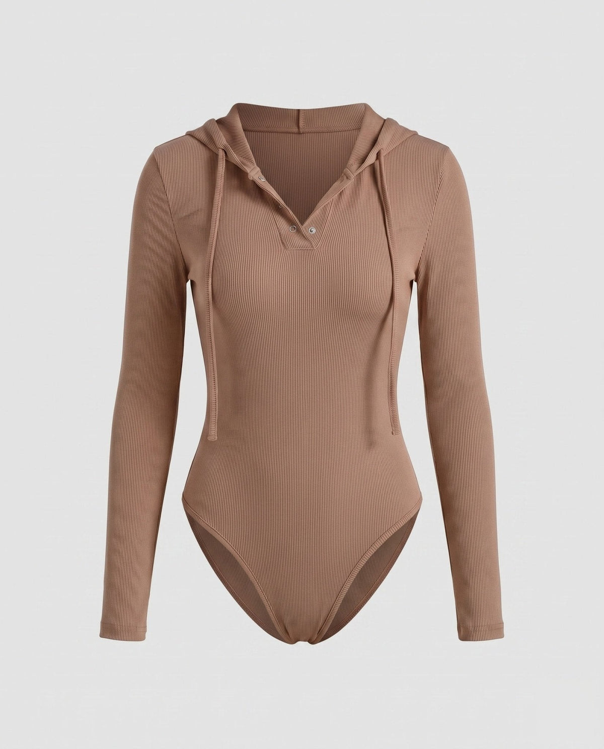 Women's Long Sleeve Bodysuit with Hood and Button Placket - Chichicherry
