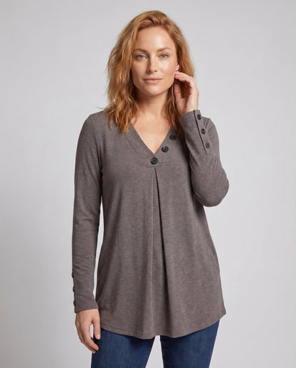 Women’s long sleeve shirt with button details and loose fit - Chichicherry