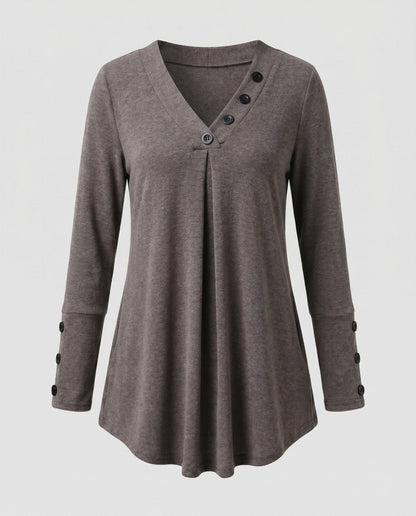 Women’s long sleeve shirt with button details and loose fit - Chichicherry