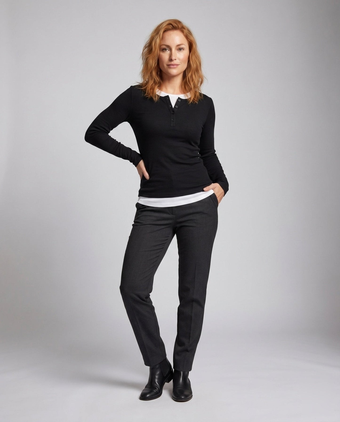 Women's long sleeve shirt with button placket and comfortable fit - Chichicherry