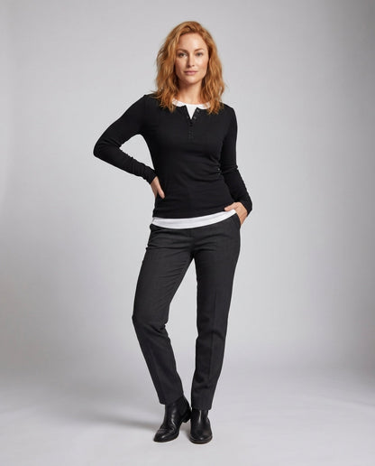 Women's long sleeve shirt with button placket and comfortable fit - Chichicherry