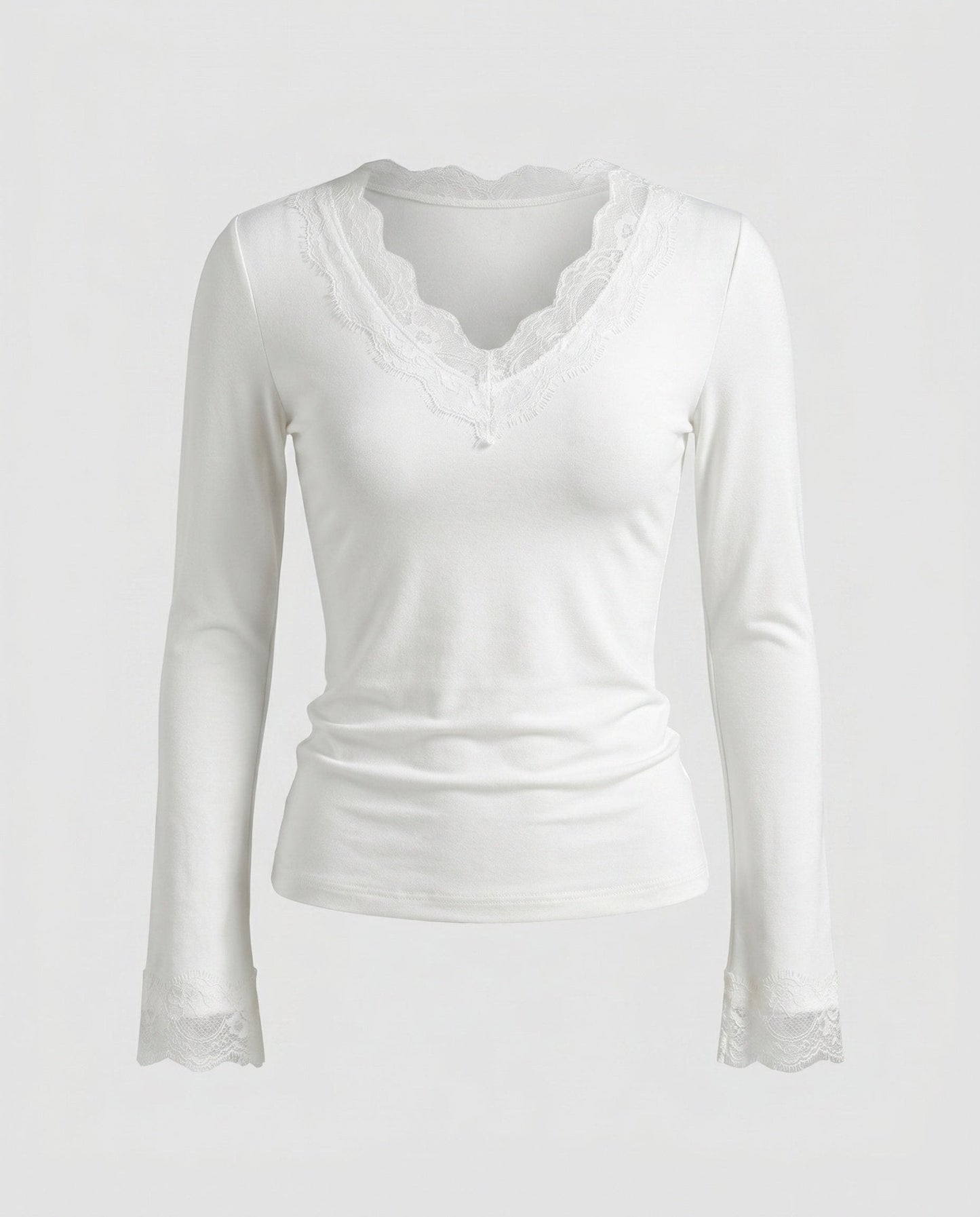 Women's Long Sleeve Shirt with Delicate Lace Accents - Chichicherry