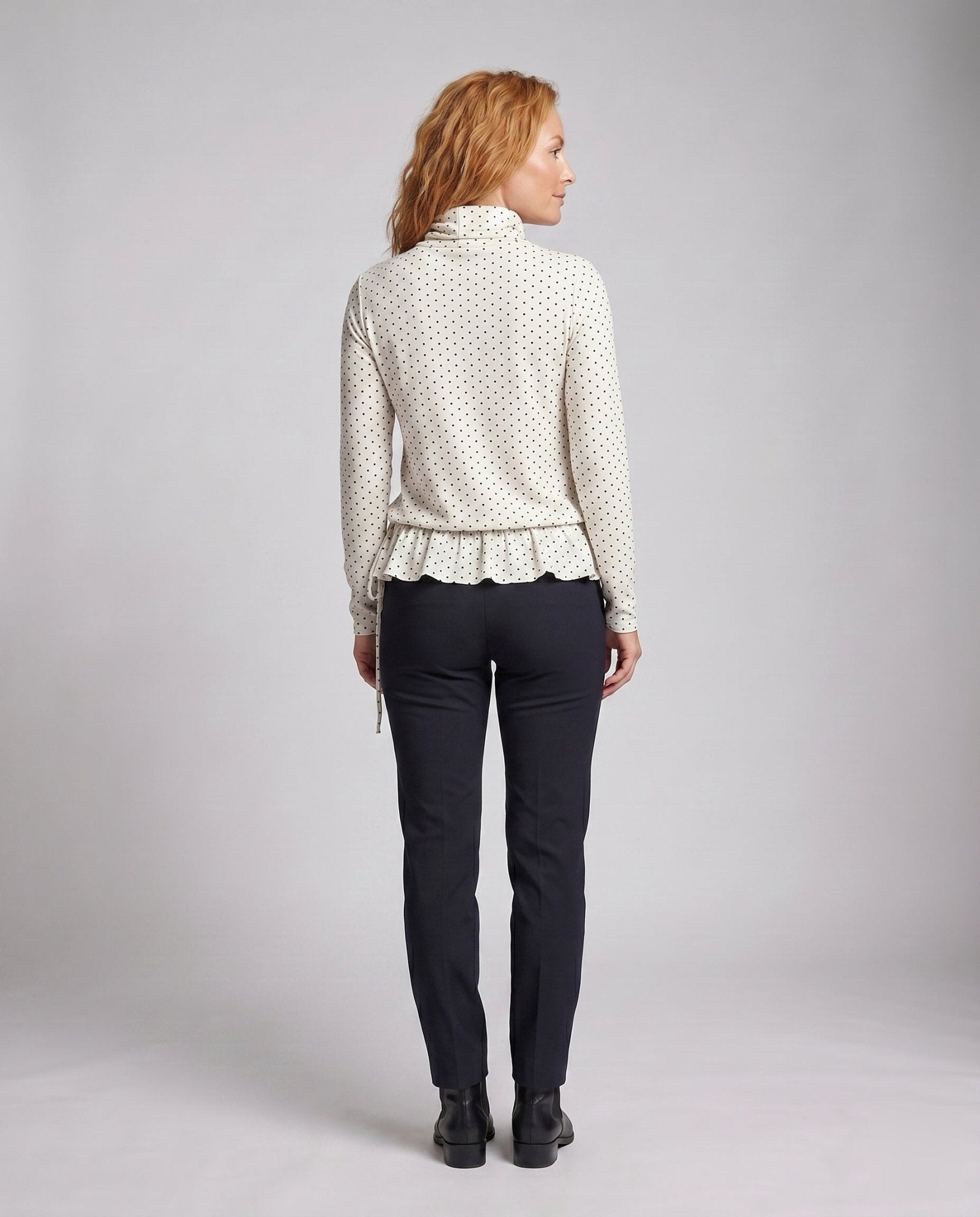 Women's Long Sleeve Shirt with Fringe Hem and Turtleneck - Chichicherry