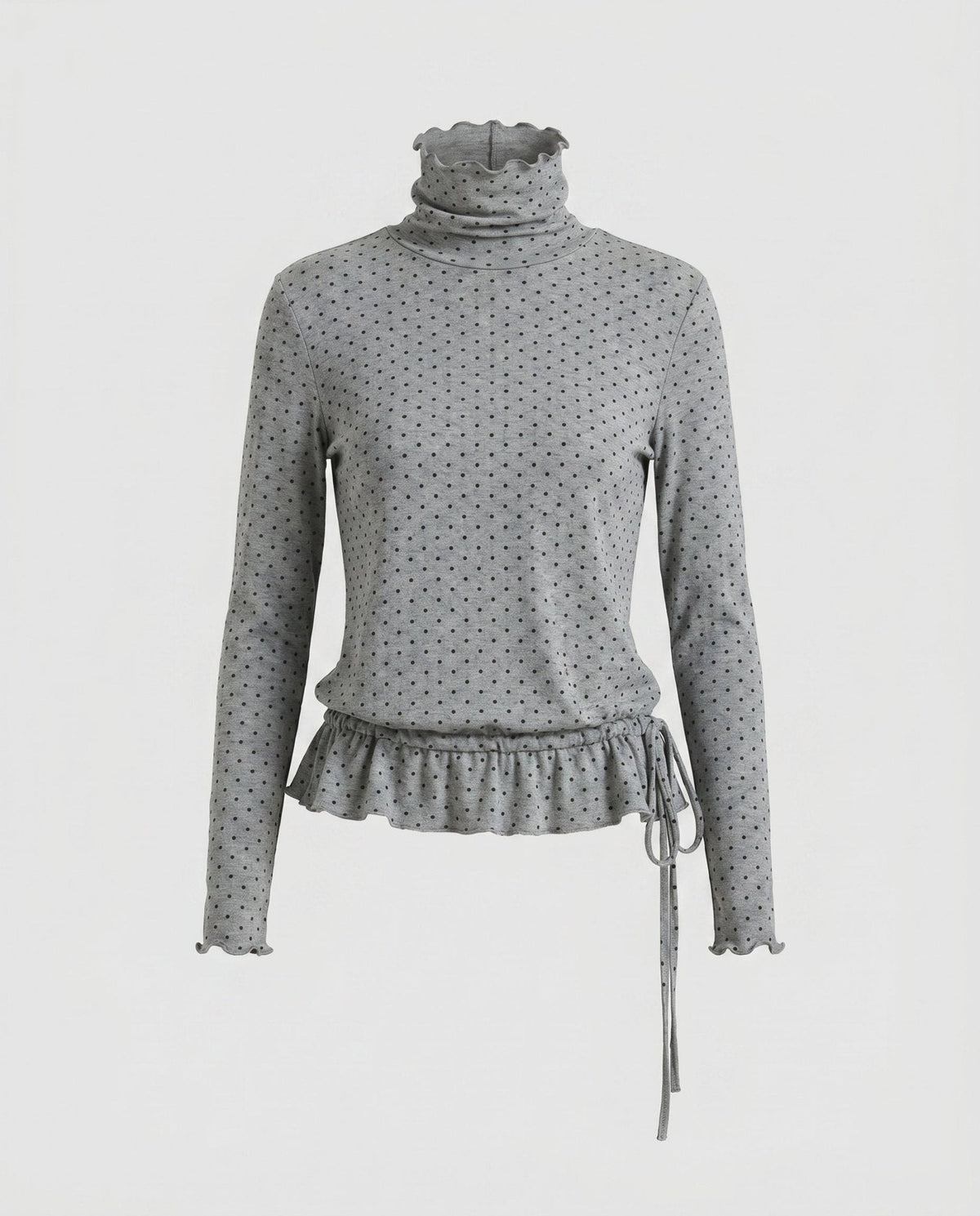 Women's Long Sleeve Shirt with Fringe Hem and Turtleneck - Chichicherry