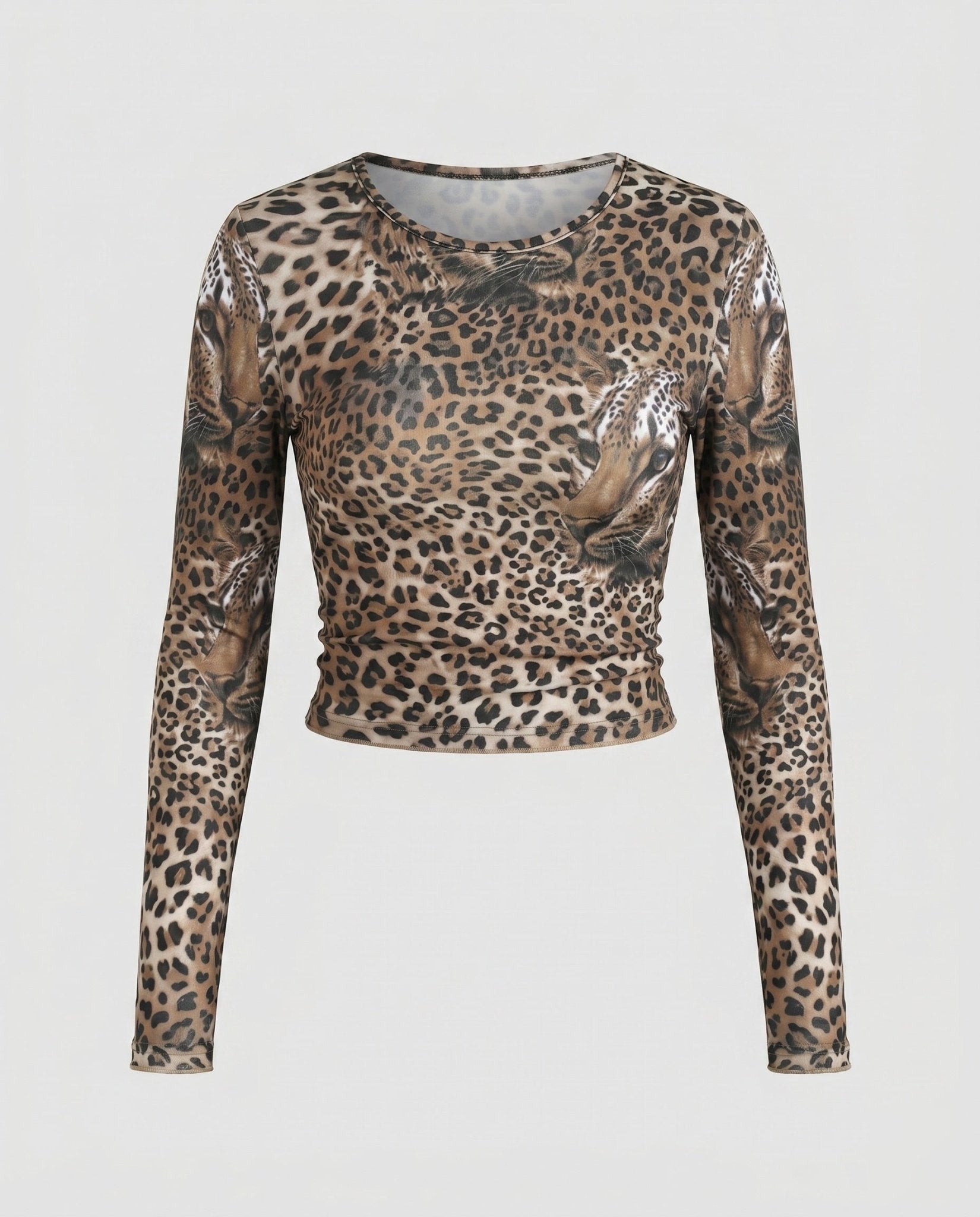 Women's long sleeve shirt with leopard print and fitted cut - Chichicherry