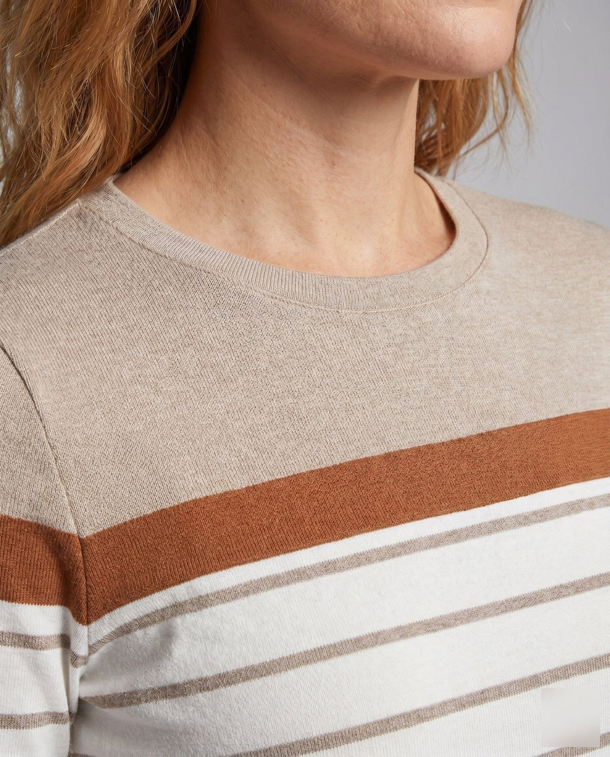 Women's Long Sleeve Shirt with Striped Design and Elegant Shoulder Accents - Chichicherry