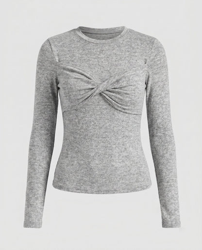 Women's Long Sleeve Shirt with Stylish Knot Design - Chichicherry