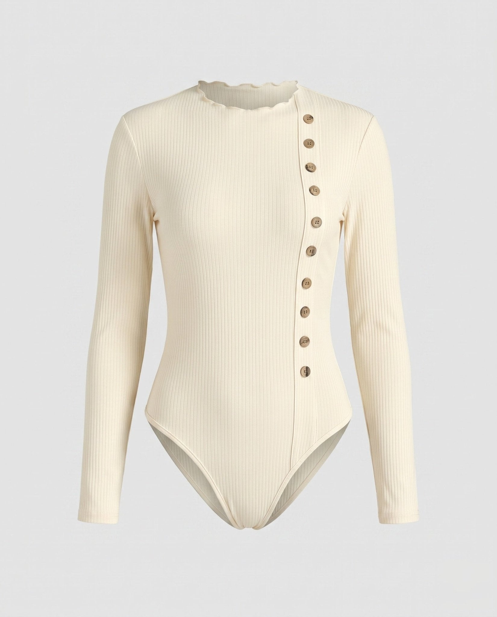 Women’s long sleeve shirt with textured rib design and button details - Chichicherry