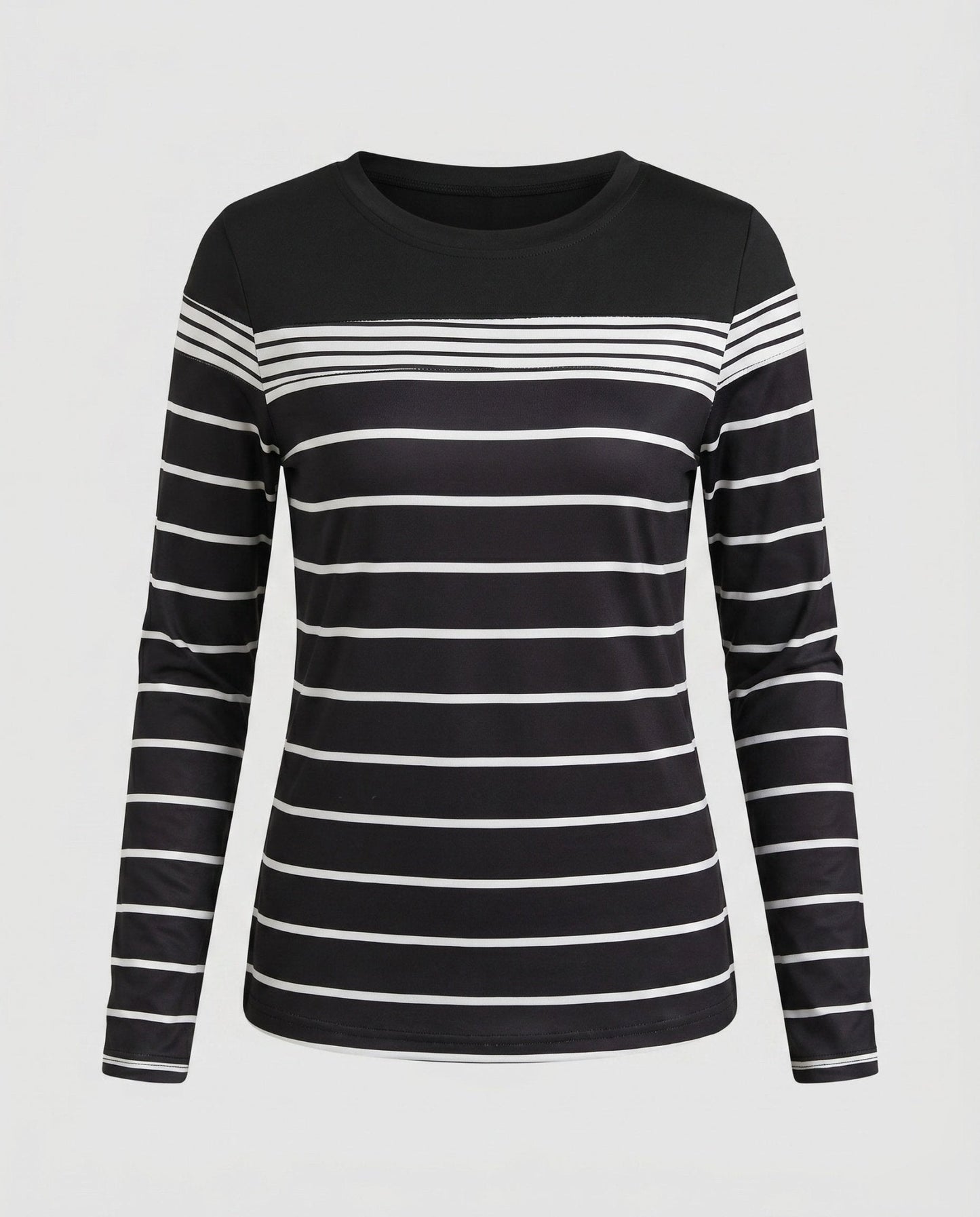 Women's long sleeve shirt with trendy stripe pattern and casual fit - Chichicherry