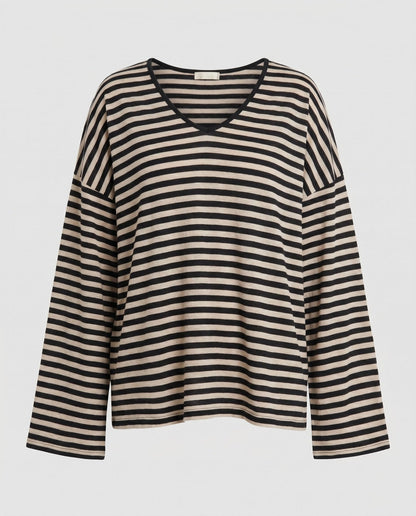 Women's Long Sleeve T-Shirt with Modern Stripe Pattern - Chichicherry