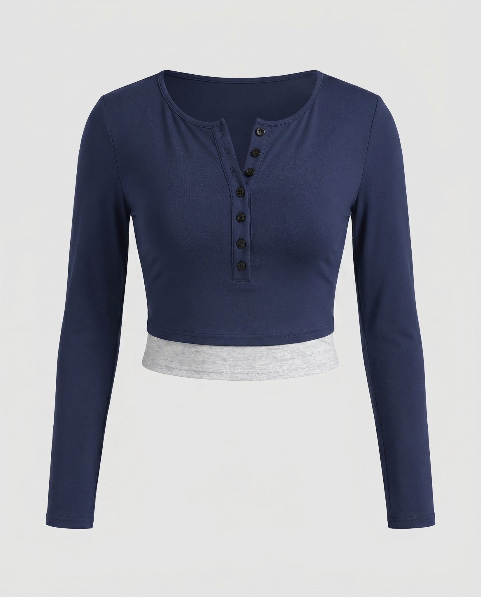 Women's long-sleeved top with button placket and fitted cut - Chichicherry
